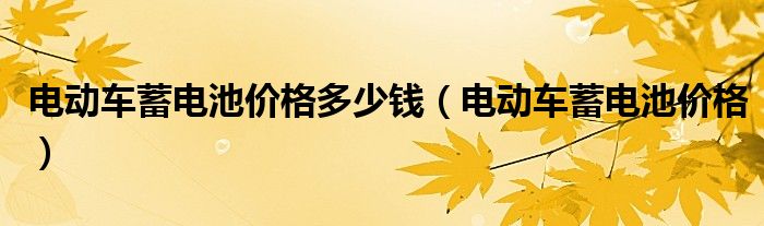 电动车蓄电池价格多少钱（电动车蓄电池价格）