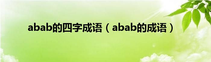 abab的四字成语（abab的成语）