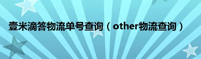 壹米滴答物流单号查询（other物流查询）