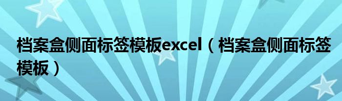 档案盒侧面标签模板excel（档案盒侧面标签模板）