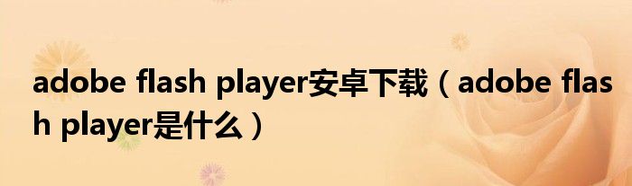 adobe flash player安卓下载（adobe flash player是什么）