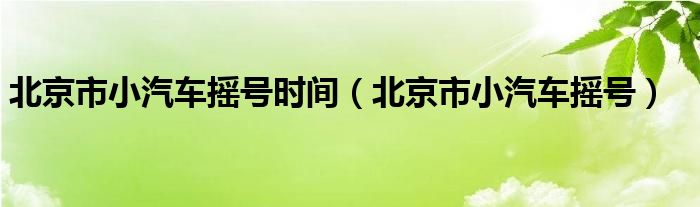 北京市小汽车摇号时间（北京市小汽车摇号）