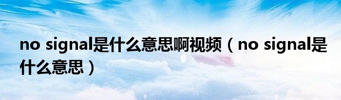no signal是什么意思啊视频（no signal是什么意思）