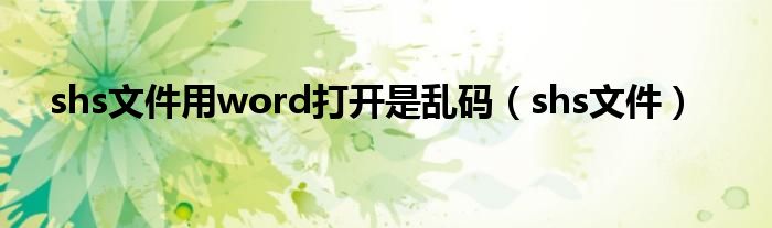 shs文件用word打开是乱码（shs文件）