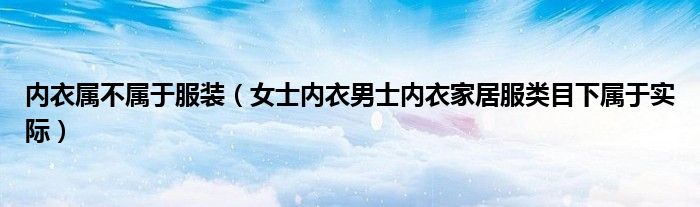 内衣属不属于服装（女士内衣男士内衣家居服类目下属于实际）