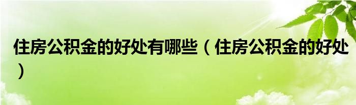 住房公积金的好处有哪些（住房公积金的好处）