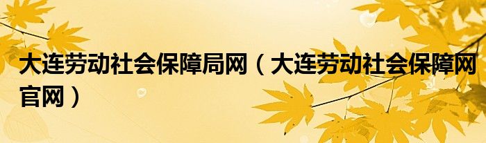 大连劳动社会保障局网（大连劳动社会保障网官网）