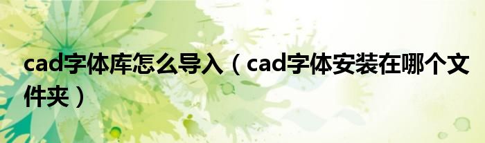 cad字体库怎么导入（cad字体安装在哪个文件夹）