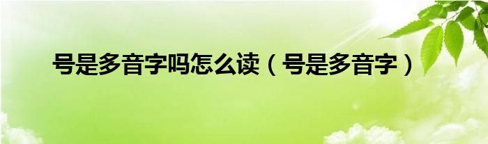 号是多音字吗怎么读（号是多音字）