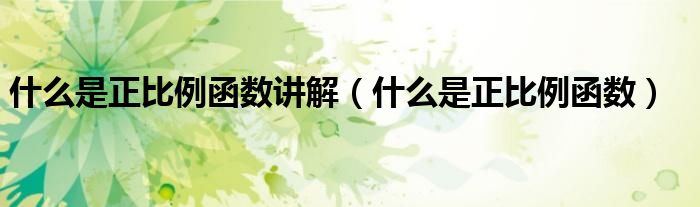 什么是正比例函数讲解（什么是正比例函数）