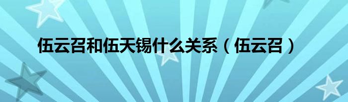 伍云召和伍天锡什么关系（伍云召）