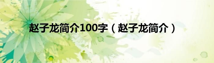 赵子龙简介100字（赵子龙简介）