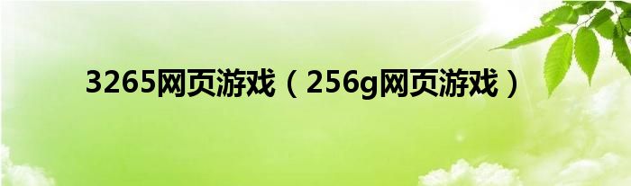 3265网页游戏（256g网页游戏）