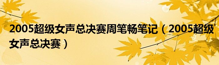 2005超级女声总决赛周笔畅笔记（2005超级女声总决赛）
