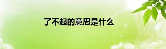 了不起的意思是什么