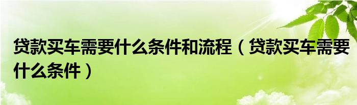 贷款买车需要什么条件和流程（贷款买车需要什么条件）