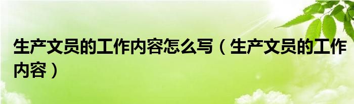 生产文员的工作内容怎么写（生产文员的工作内容）