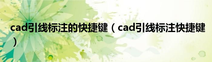 cad引线标注的快捷键（cad引线标注快捷键）