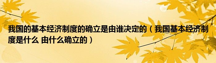 我国的基本经济制度的确立是由谁决定的（我国基本经济制度是什么 由什么确立的）