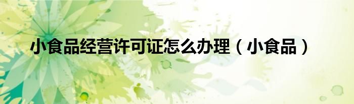小食品经营许可证怎么办理（小食品）