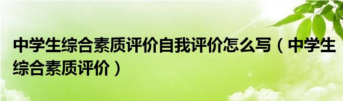 中学生综合素质评价自我评价怎么写（中学生综合素质评价）