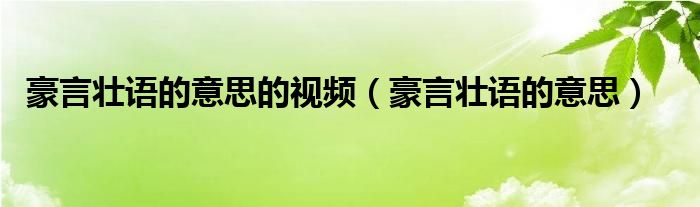 豪言壮语的意思的视频（豪言壮语的意思）