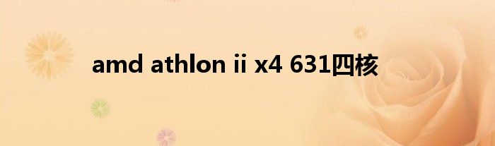amd athlon ii x4 631四核