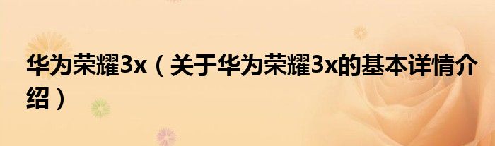 华为荣耀3x（关于华为荣耀3x的基本详情介绍）