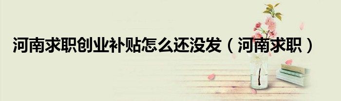 河南求职创业补贴怎么还没发（河南求职）