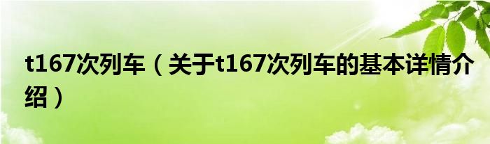 t167次列车（关于t167次列车的基本详情介绍）