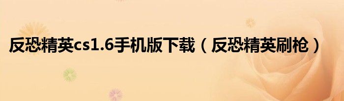 反恐精英cs1.6手机版下载（反恐精英刷枪）