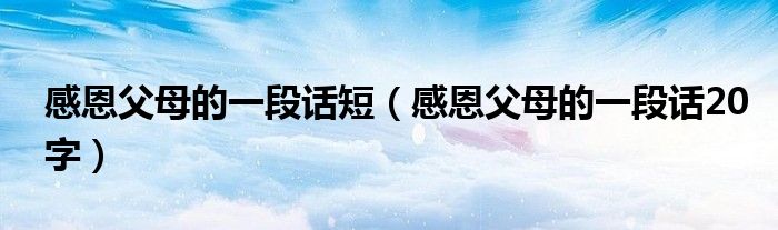 感恩父母的一段话短（感恩父母的一段话20字）