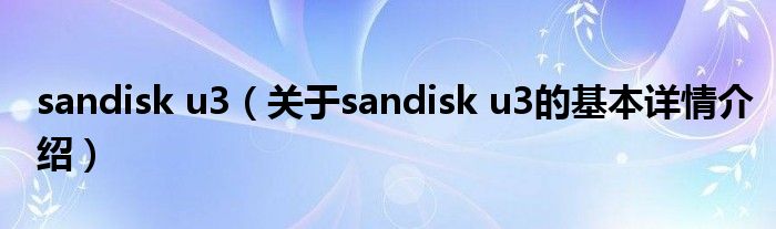 sandisk u3（关于sandisk u3的基本详情介绍）