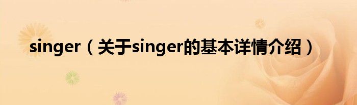 singer（关于singer的基本详情介绍）