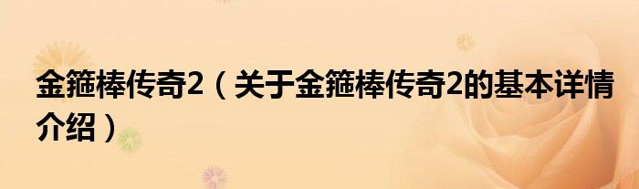 金箍棒传奇2（关于金箍棒传奇2的基本详情介绍）