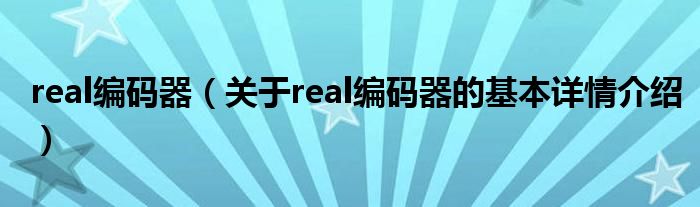 real编码器（关于real编码器的基本详情介绍）