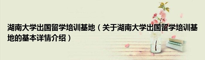湖南大学出国留学培训基地（关于湖南大学出国留学培训基地的基本详情介绍）