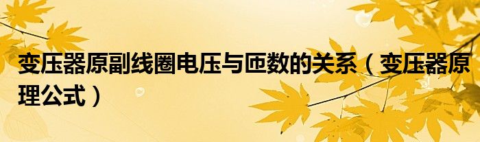 变压器原副线圈电压与匝数的关系（变压器原理公式）