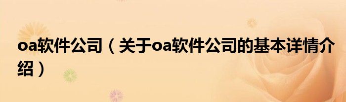 oa软件公司（关于oa软件公司的基本详情介绍）