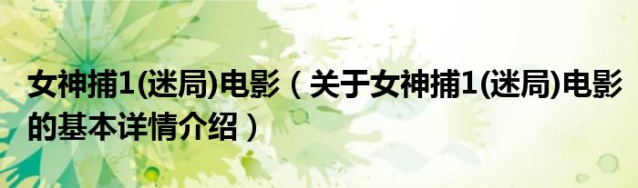 女神捕1(迷局)电影（关于女神捕1(迷局)电影的基本详情介绍）