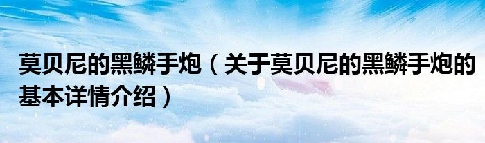 莫贝尼的黑鳞手炮（关于莫贝尼的黑鳞手炮的基本详情介绍）