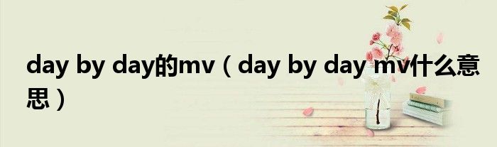 day by day的mv（day by day mv什么意思）