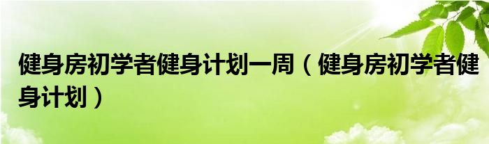 健身房初学者健身计划一周（健身房初学者健身计划）