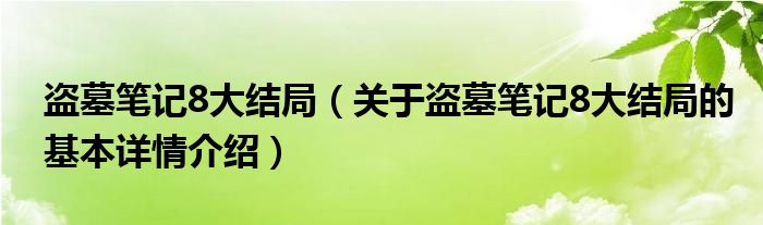 盗墓笔记8大结局（关于盗墓笔记8大结局的基本详情介绍）