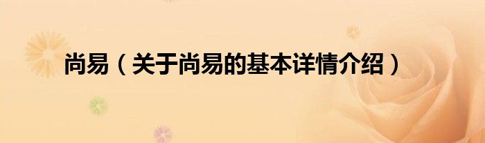 尚易（关于尚易的基本详情介绍）