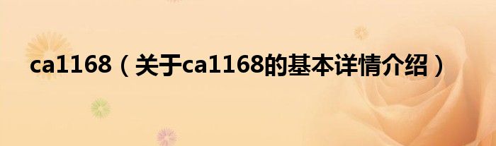 ca1168（关于ca1168的基本详情介绍）
