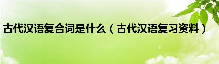 古代汉语复合词是什么（古代汉语复习资料）