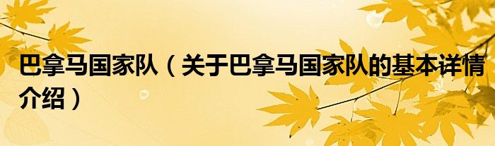 巴拿马国家队（关于巴拿马国家队的基本详情介绍）