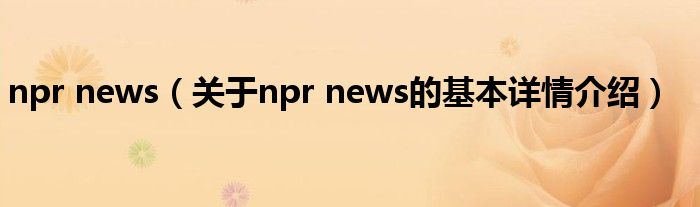 npr news（关于npr news的基本详情介绍）