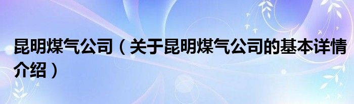 昆明煤气公司（关于昆明煤气公司的基本详情介绍）